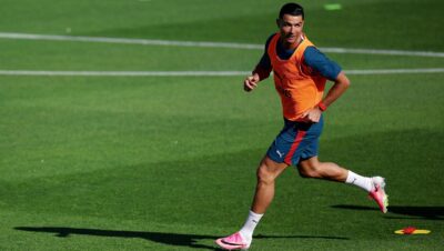 Cristiano Ronaldo durante un entrenamiento con la selección de Portugal